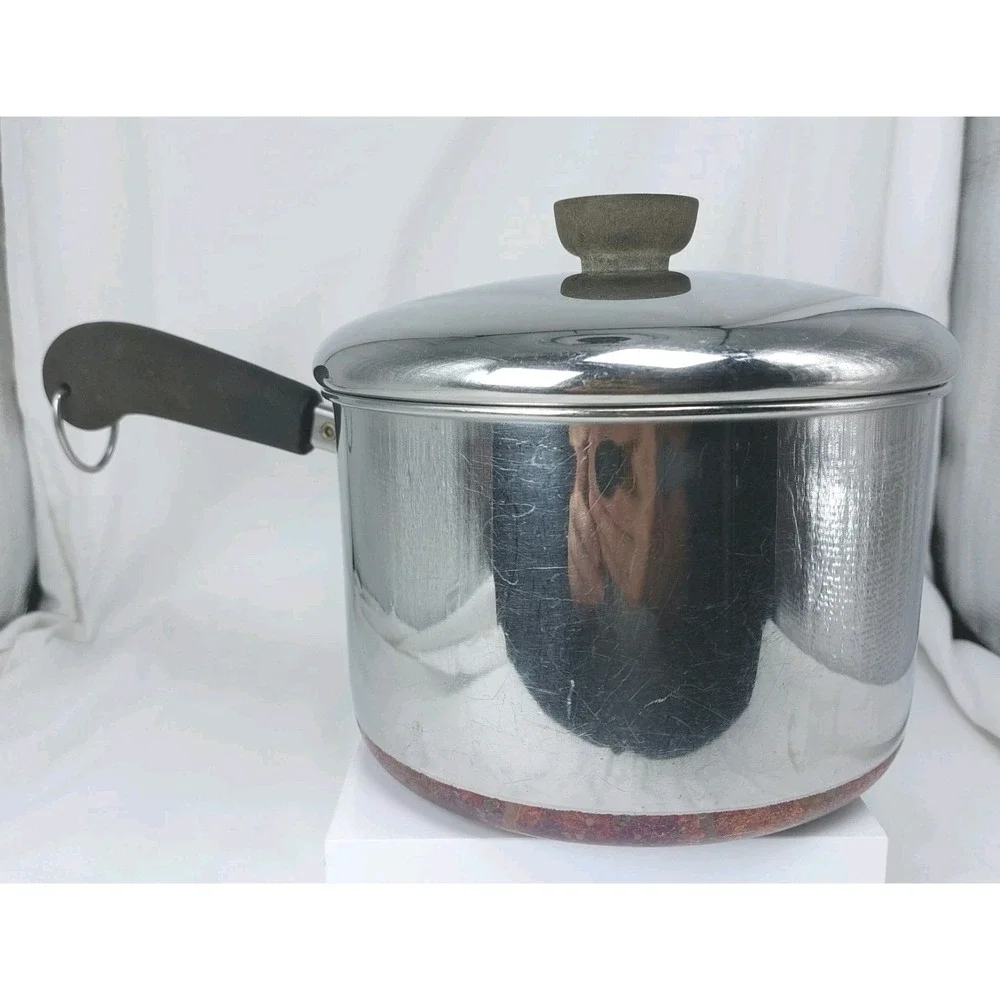 Vintage Revere Ware 1801 Copper Clad Bottom 3qt Saucepan W/ Lid Made in USA